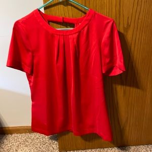 J Crew Red Short Sleeve Blouse
